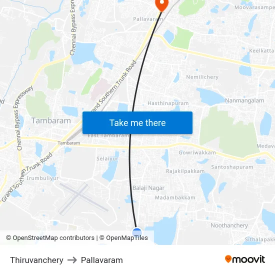 Thiruvanchery to Pallavaram map