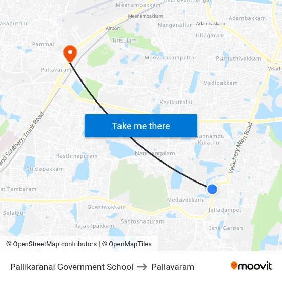 Pallikaranai Government School to Pallavaram map