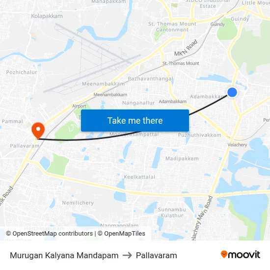 Murugan Kalyana Mandapam to Pallavaram map