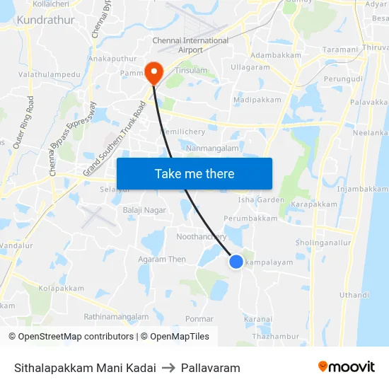 Sithalapakkam Mani Kadai to Pallavaram map