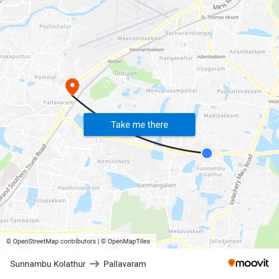 Sunnambu Kolathur to Pallavaram map
