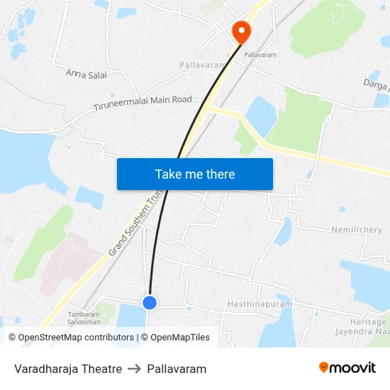 Varadharaja Theatre to Pallavaram map