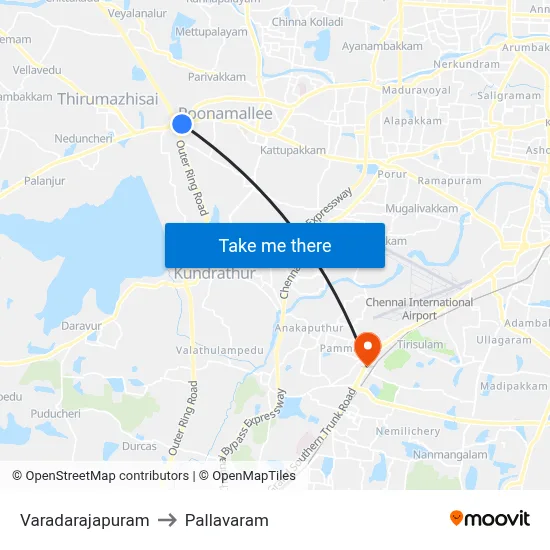 Varadarajapuram to Pallavaram map
