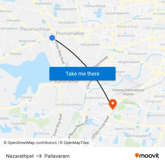 Nazarathpet to Pallavaram map