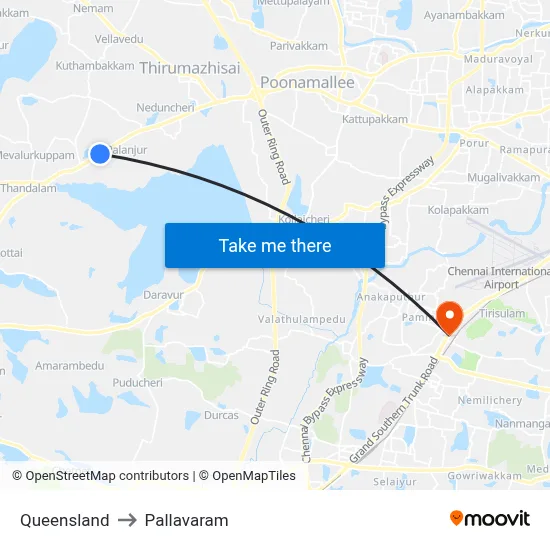 Queensland to Pallavaram map