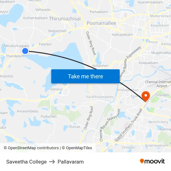 Saveetha College to Pallavaram map