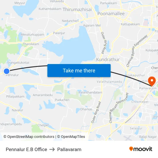 Pennalur E.B Office to Pallavaram map