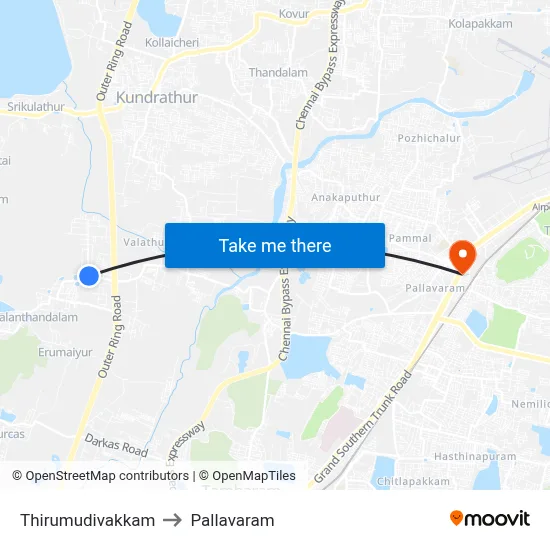 Thirumudivakkam to Pallavaram map