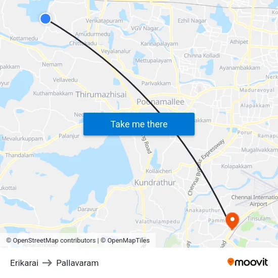 Erikarai to Pallavaram map