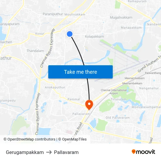 Gerugampakkam to Pallavaram map