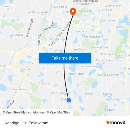 Kandigai to Pallavaram map