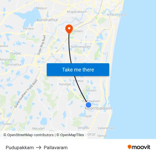 Pudupakkam to Pallavaram map