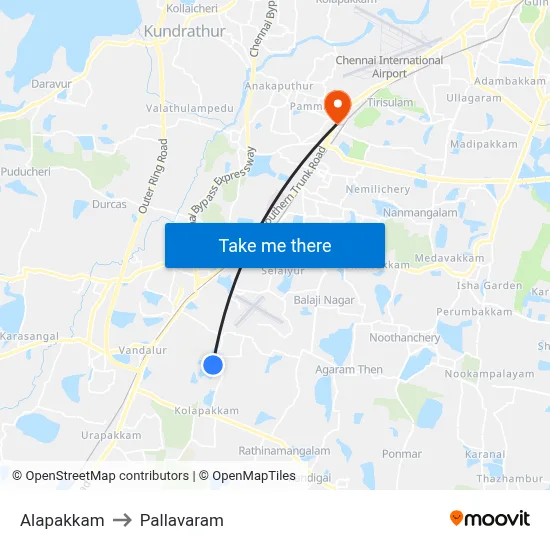 Alapakkam to Pallavaram map