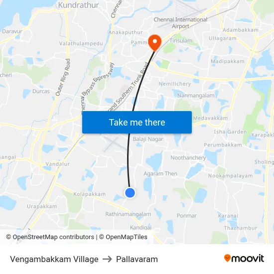 Vengambakkam Village to Pallavaram map