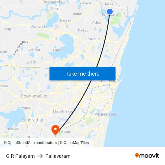 G.R Palayam to Pallavaram map
