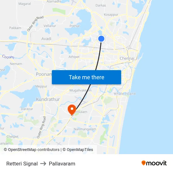 Retteri Signal to Pallavaram map