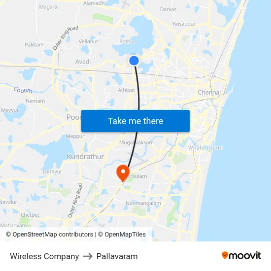 Wireless Company to Pallavaram map