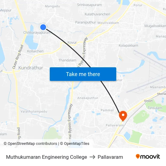 Muthukumaran Engineering College to Pallavaram map