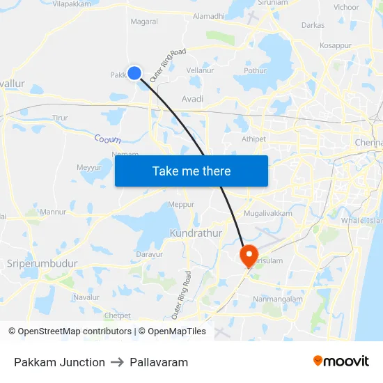 Pakkam Junction to Pallavaram map