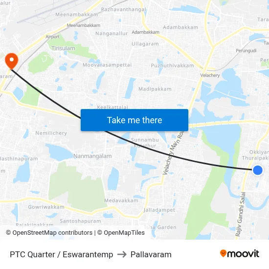 PTC Quarter / Eswarantemp to Pallavaram map