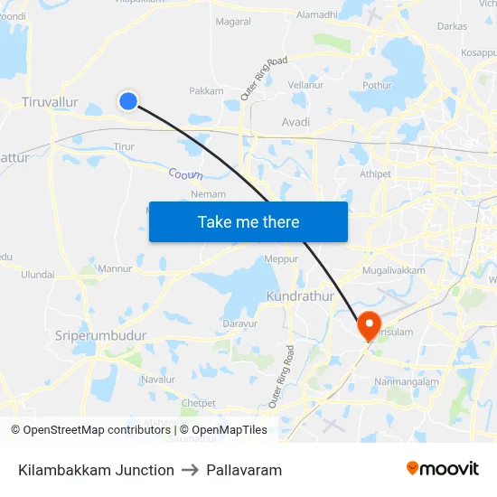 Kilambakkam Junction to Pallavaram map