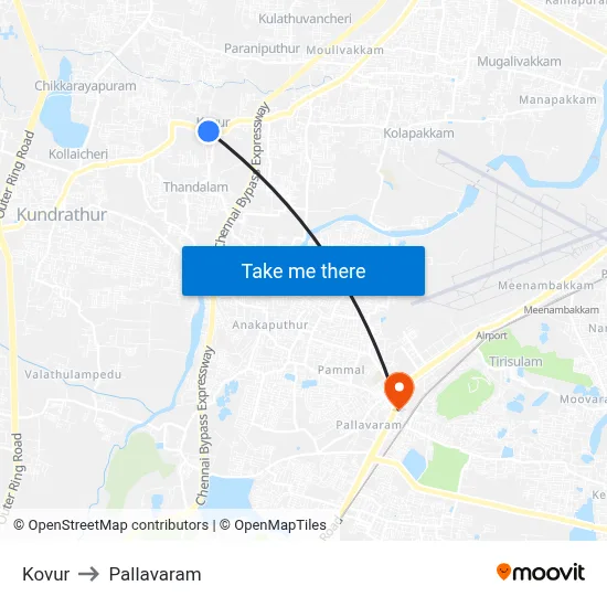 Kovur to Pallavaram map