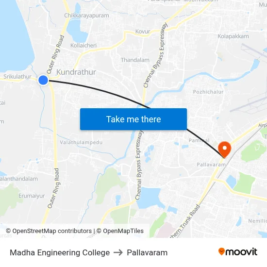 Madha Engineering College to Pallavaram map