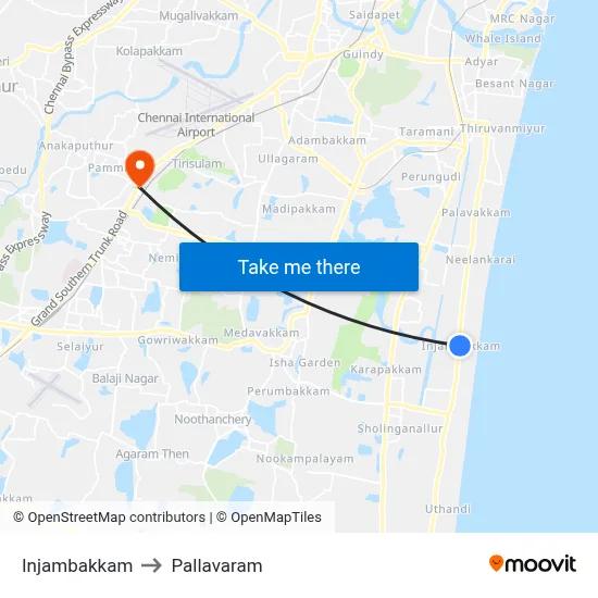 Injambakkam to Pallavaram map