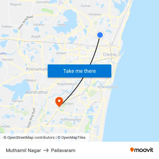 Muthamil Nagar to Pallavaram map