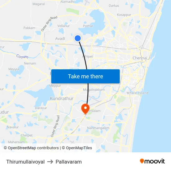 Thirumullaivoyal to Pallavaram map