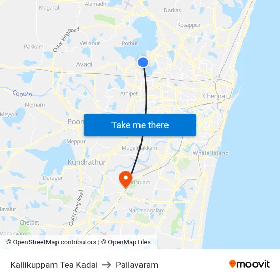 Kallikuppam Tea Kadai to Pallavaram map