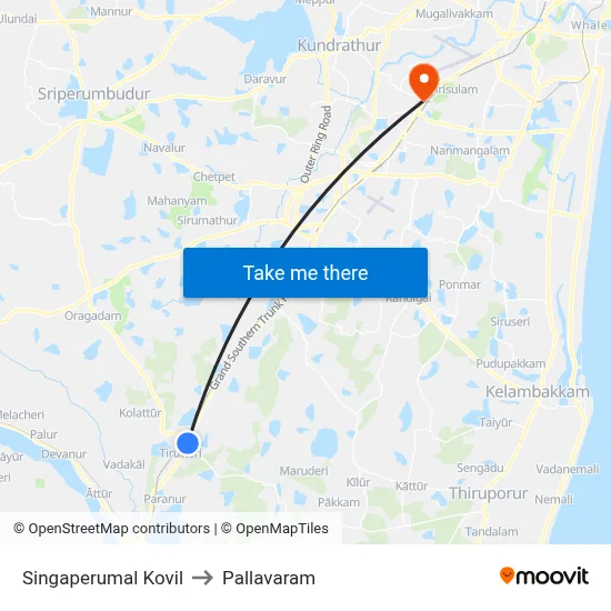 Singaperumal Kovil to Pallavaram map