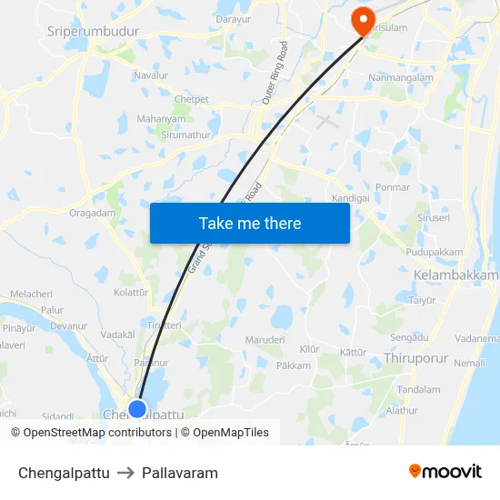 Chengalpattu to Pallavaram map