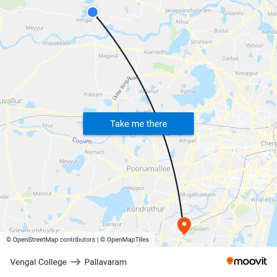 Vengal College to Pallavaram map