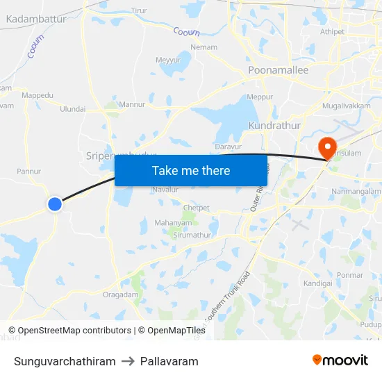 Sunguvarchathiram to Pallavaram map