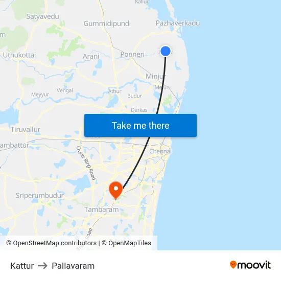 Kattur to Pallavaram map