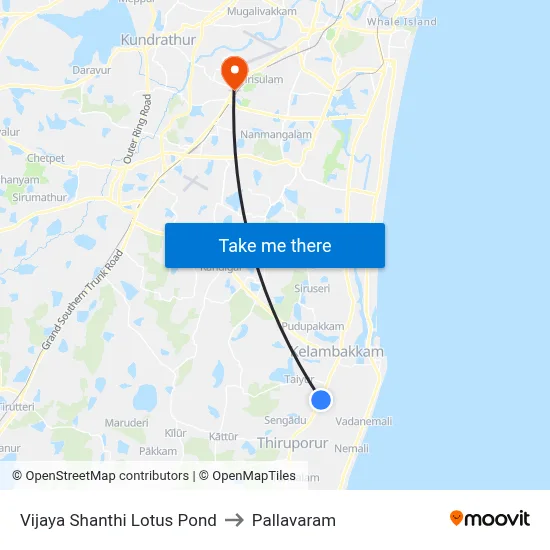 Vijaya Shanthi Lotus Pond to Pallavaram map