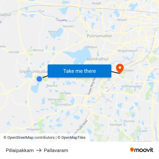 Pillaipakkam to Pallavaram map