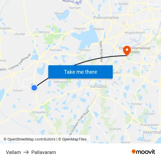 Vallam to Pallavaram map