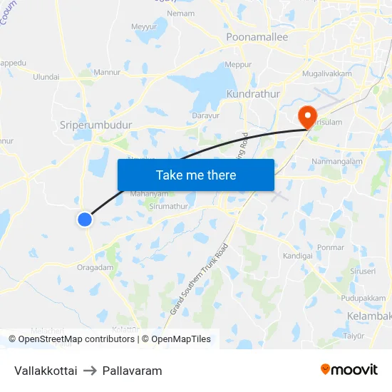 Vallakkottai to Pallavaram map