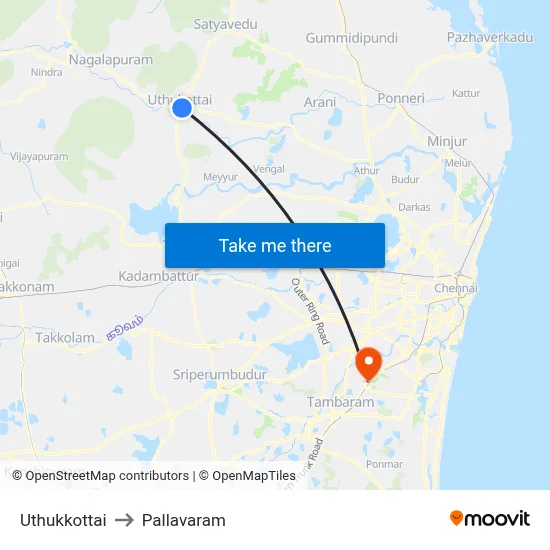 Uthukkottai to Pallavaram map