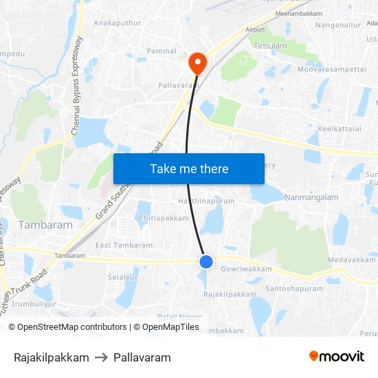 Rajakilpakkam to Pallavaram map