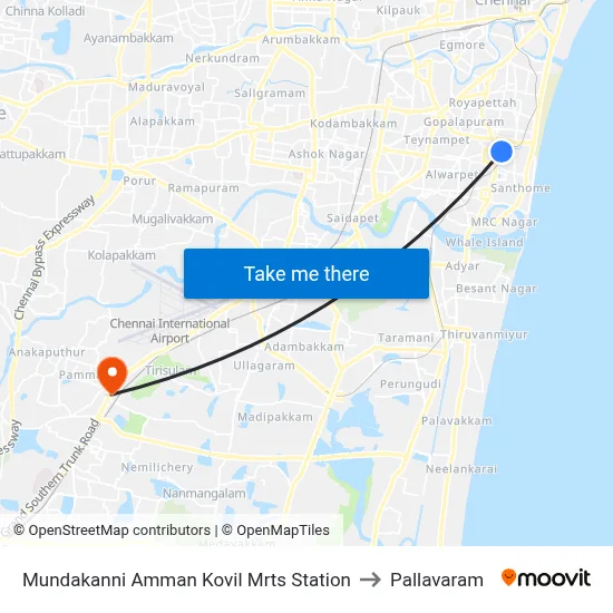 Mundakanni Amman Kovil Mrts Station to Pallavaram map
