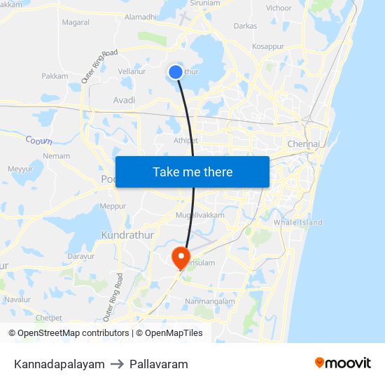 Kannadapalayam to Pallavaram map