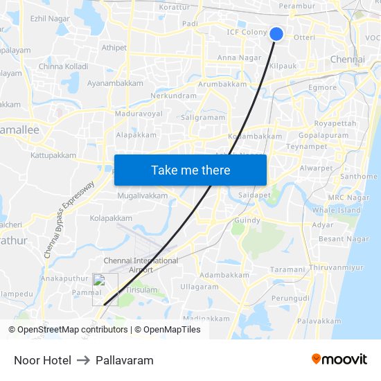Noor Hotel to Pallavaram map