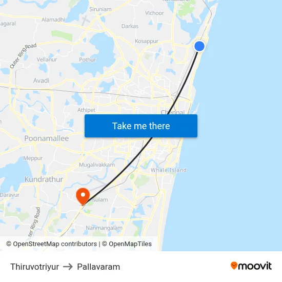 Thiruvotriyur to Pallavaram map