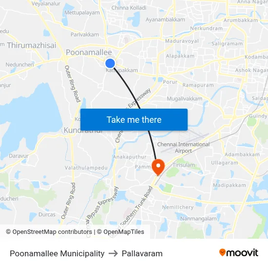 Poonamallee Municipality to Pallavaram map