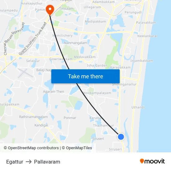 Egattur to Pallavaram map