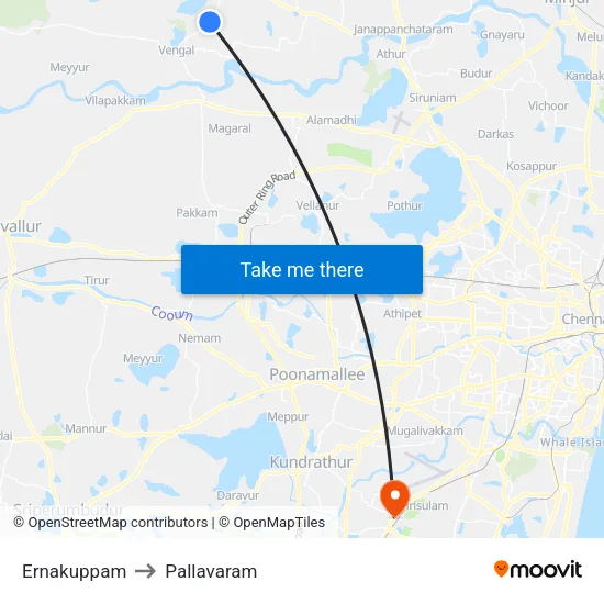 Ernakuppam to Pallavaram map