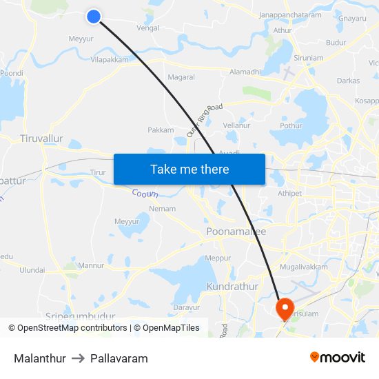 Malanthur to Pallavaram map